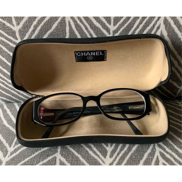 CHANEL EYE Glasses 3127 black Frames & Case CC LOGO Hardcase AUTHENTIC - Picture 3 of 12
